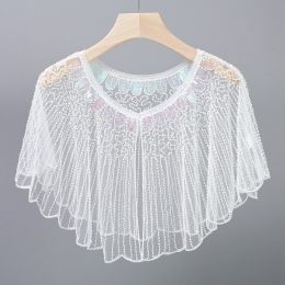 Fashion Vintage Sequin Fringed Shawl (Option: Cape white-One size)