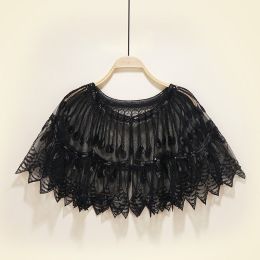 Fashion Vintage Sequin Fringed Shawl (Option: Cape pure black-One size)