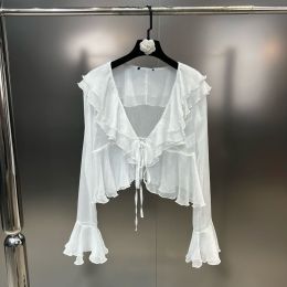 Pure Wind Top With Lace Suspender (Option: White cardigan-M)