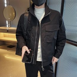 Spring Tooling Jacket Casual Men's Wear (Option: Black2281-3XL)