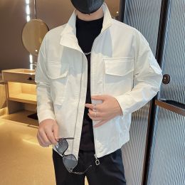 Spring Tooling Jacket Casual Men's Wear (Option: White2281-3XL)