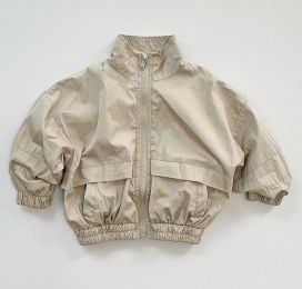Fashionable Children's Standing Collar Jacket Cardigan (Option: Khaki-130cm)