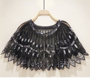 Fashion Vintage Sequin Fringed Shawl (Option: Cape black silver-One size)