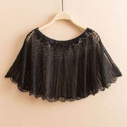Fashion Vintage Sequin Fringed Shawl (Option: Cape black1-One size)